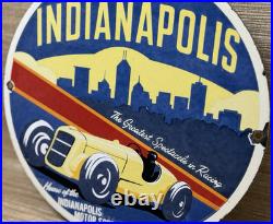 Vintage Indianapolis Motor Way Porcelain Sign Gas Oil Bonneville Nascar Derby