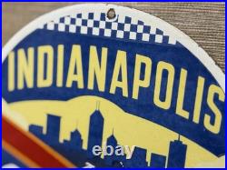 Vintage Indianapolis Motor Way Porcelain Sign Gas Oil Bonneville Nascar Derby Vintage Indianapolis Motor Way Porcelain Sign Gas Oil Bonneville Nascar Derby