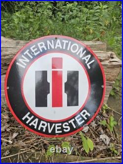 Vintage International Harvester Porcelain Sign Farm Tractor Equipment 12