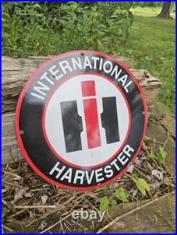 Vintage International Harvester Porcelain Sign Farm Tractor Equipment 12