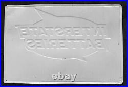 Vintage Interstate Batteries 24 x 36 Embossed Sign Set Advertising Sold Here