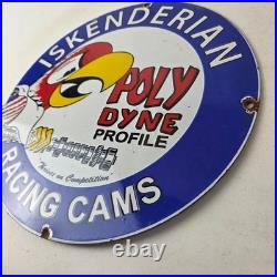 Vintage Iskenderian Racing Cams Porcelain Sign Mod Rod Auto Gas Pump Shop Sign