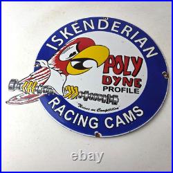 Vintage Iskenderian Racing Cams Porcelain Sign Mod Rod Auto Gas Pump Shop Sign