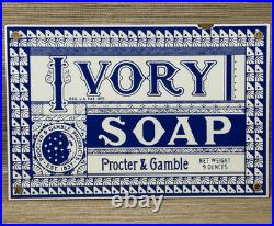 Vintage Ivory Soap Porcelain Sign Gas Station Grocery Store Hardware Motor Oil
