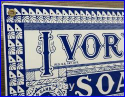 Vintage Ivory Soap Porcelain Sign Gas Station Grocery Store Hardware Motor Oil