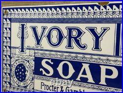 Vintage Ivory Soap Porcelain Sign Gas Station Grocery Store Hardware Motor Oil