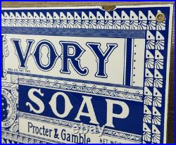 Vintage Ivory Soap Porcelain Sign Gas Station Grocery Store Hardware Motor Oil