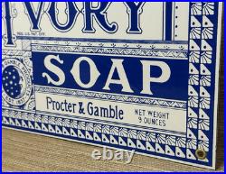 Vintage Ivory Soap Porcelain Sign Gas Station Grocery Store Hardware Motor Oil