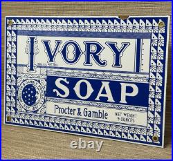 Vintage Ivory Soap Porcelain Sign Gas Station Grocery Store Hardware Motor Oil