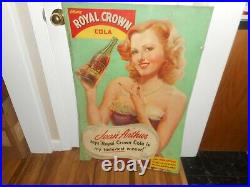 Vintage JEAN ARTHUR DRINK ROYAL CROWN RC COLA CARDBOARD ADVERTISING SODA SIGN