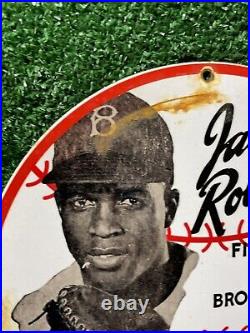 Vintage Jackie Robinson Bread Porcelain Sign Brooklyn Dodgers Baseball Player