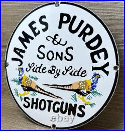 Vintage James Purdey & Sons Sign Dealership Shot Gun Bird Hunting Winchester