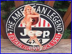 Vintage Jeep Porcelain Sign Jeep 4x4 Gas Station Sign Garage Sign 12