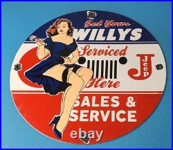 Vintage Jeep Vehicles Porcelain Sign Gas Pump Sales Service Sign