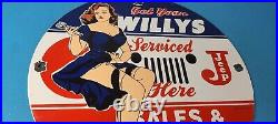 Vintage Jeep Vehicles Porcelain Sign Gas Pump Sales Service Sign