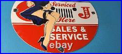 Vintage Jeep Vehicles Porcelain Sign Gas Pump Sales Service Sign