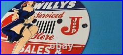 Vintage Jeep Vehicles Porcelain Sign Gas Pump Sales Service Sign