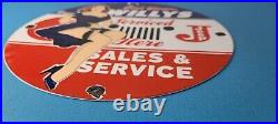 Vintage Jeep Vehicles Porcelain Sign Gas Pump Sales Service Sign