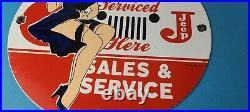 Vintage Jeep Vehicles Porcelain Sign Gas Pump Sales Service Sign