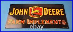 Vintage John Deere Porcelain Farm Implements Tractor Motor Oil Gas Pump Sign
