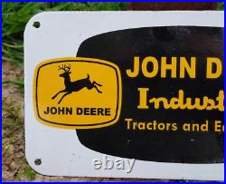 Vintage John Deere Porcelain Metal Sign Rare Dealer Tractor Sales Farm Corn Ad