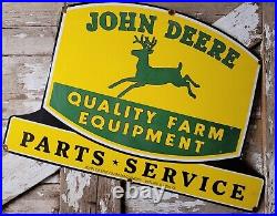 Vintage John Deere Porcelain Sign 3ft Old 1972 Quality Farm Tractor Equipment