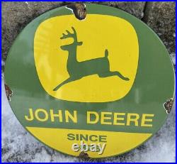 Vintage John Deere Porcelain Sign Farm Tractor Equipment Dealer Sales Service