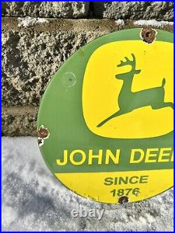 Vintage John Deere Porcelain Sign Farm Tractor Equipment Dealer Sales Service