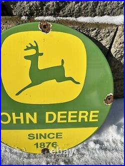 Vintage John Deere Porcelain Sign Farm Tractor Equipment Dealer Sales Service