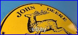 Vintage John Deere Porcelain Sign Farm Tractor Gas Pump Motor Oil Sign