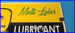 Vintage John Deere Porcelain Sign Farm Tractor Gas Pump Multi Luber Sign