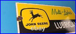 Vintage John Deere Porcelain Sign Farm Tractor Gas Pump Multi Luber Sign