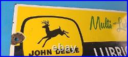 Vintage John Deere Porcelain Sign Farm Tractor Gas Pump Multi Luber Sign