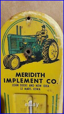 Vintage John Deere Thermometer sign MERIDETH IMPLEMENT CO. LE MARS IOWA