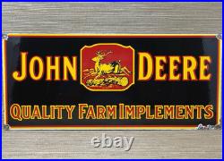 Vintage John Deere Tractor Porcelain Sign Service Gas Oil Dealership Farm