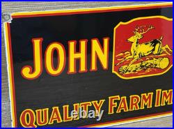 Vintage John Deere Tractor Porcelain Sign Service Gas Oil Dealership Farm