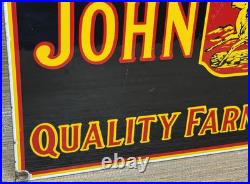 Vintage John Deere Tractor Porcelain Sign Service Gas Oil Dealership Farm