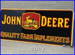 Vintage John Deere Tractor Porcelain Sign Service Gas Oil Dealership Farm