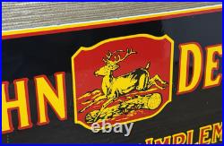 Vintage John Deere Tractor Porcelain Sign Service Gas Oil Dealership Farm
