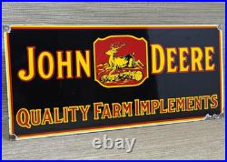 Vintage John Deere Tractor Porcelain Sign Service Gas Oil Dealership Farm
