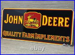 Vintage John Deere Tractor Porcelain Sign Service Gas Oil Dealership Farm