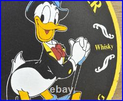 Vintage Johnnie Walker Porcelain Sign Scotch Whisky Disney Donald Duck Gas Oil