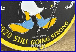 Vintage Johnnie Walker Porcelain Sign Scotch Whisky Disney Donald Duck Gas Oil