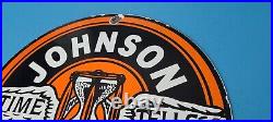 Vintage Johnson Gasoline Porcelain Sign Gas Service Station Pump Sign