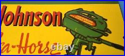 Vintage Johnson Sea Horse Sign Gas Boat Engines Outboards Porcelain Pump Sign