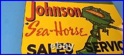 Vintage Johnson Sea Horse Sign Gas Boat Engines Outboards Porcelain Pump Sign