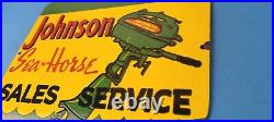 Vintage Johnson Sea Horse Sign Gas Boat Engines Outboards Porcelain Pump Sign