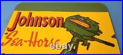 Vintage Johnson Sea Horse Sign Gas Boat Engines Outboards Porcelain Pump Sign