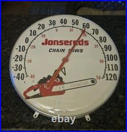 Vintage Jonsereds Chain Saw Jumbo Thermometer Advertising Sign