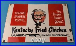 Vintage KFC Sign Kentucky Fried Chicken Fast Food Porcelain Gas Pump Sign